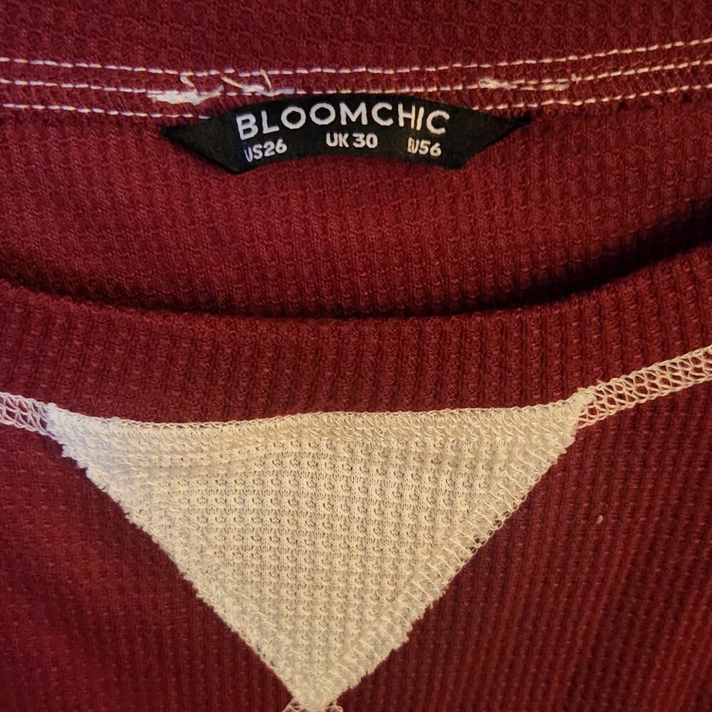 Varsity Striped Waffle knit Maroon Shirt - Picture 4 of 4